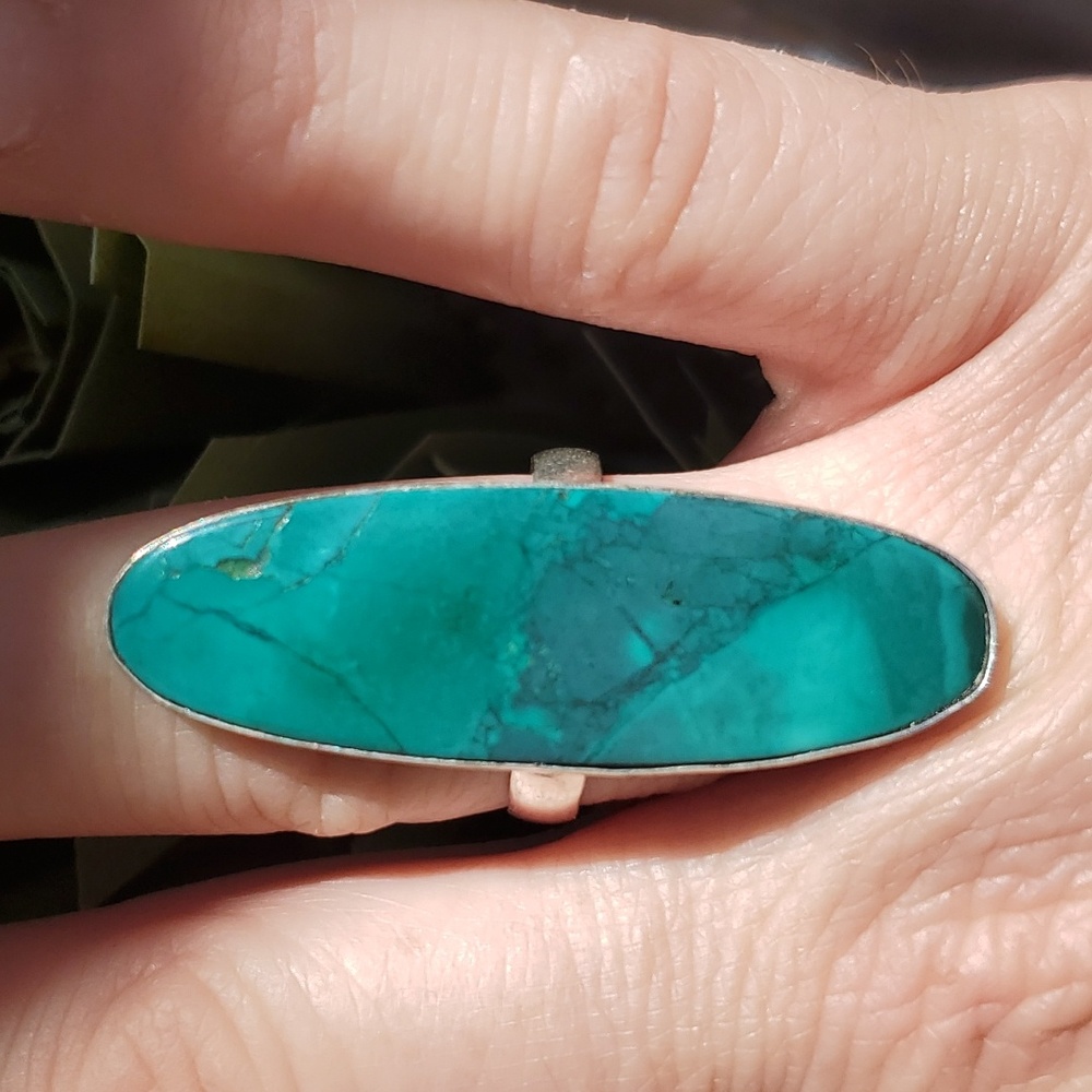 New Porcelain Jasper 925 Silver Statement Ring.